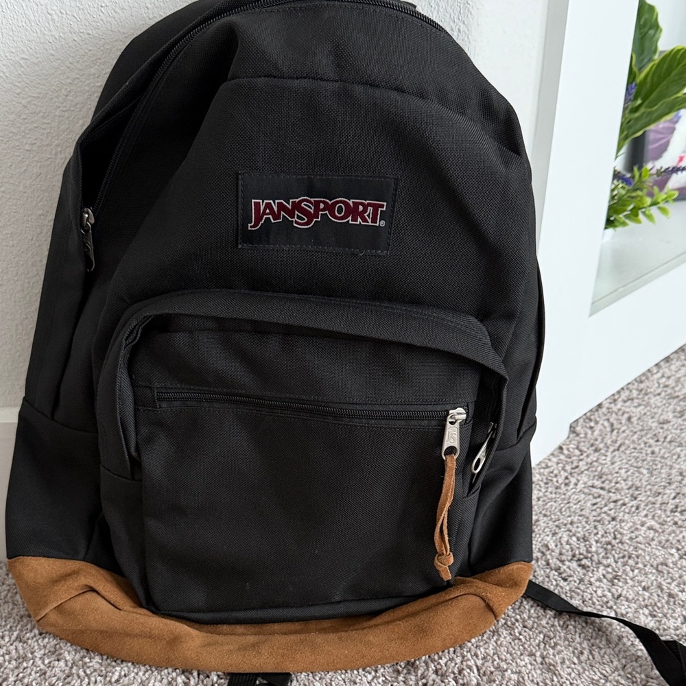 Jansport Black Backpack with Brown Base- used